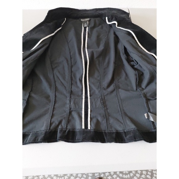 WHBM Velvet Blazer Jacket Womens 10 Black Military Luxury Goth Indy Retro Punk - Picture 9 of 15
